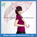 Impression Cadeau promotionnel Straight Plastic Flower Transparent Clear PVC Umbrella